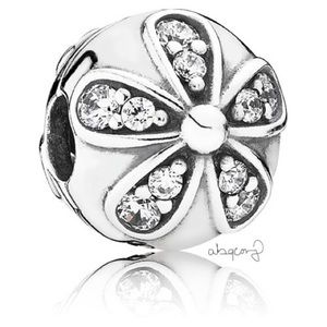 EUC Pandora 791493CZ Sterling Silver Dazzling Daisies Clip w/ Clear Zirconia